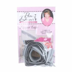 Zipper Tape - Grey - 3 yards - 8 pulls