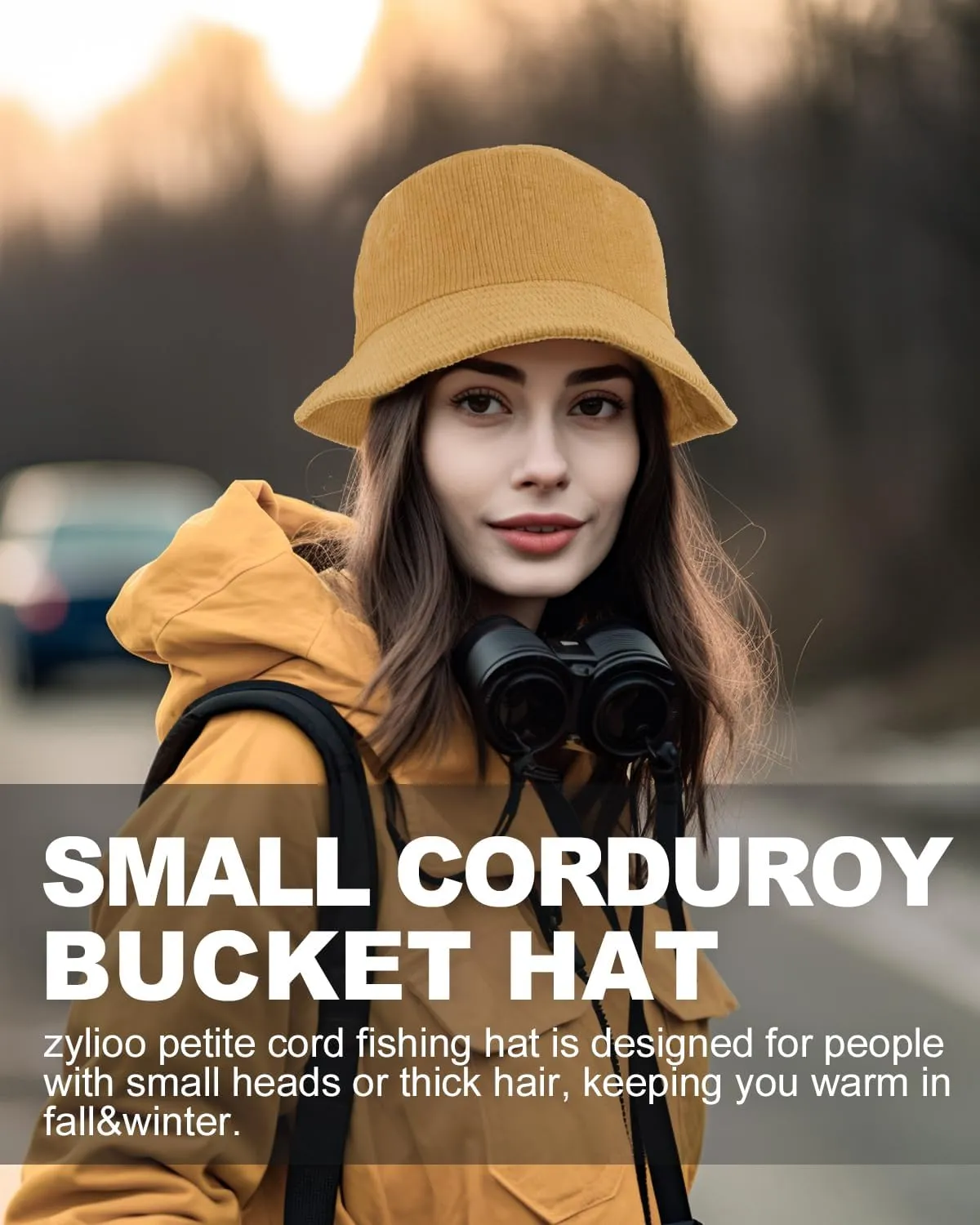 Zylioo Multi Size Corduroy Bucket Hat,S-2XL Adjustable Fishing Sun Hats,Small/Normal/Oversize Golf Hat for Cool Weather