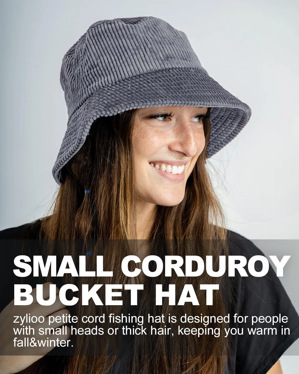Zylioo Multi Size Corduroy Bucket Hat,S-2XL Adjustable Fishing Sun Hats,Small/Normal/Oversize Golf Hat for Cool Weather