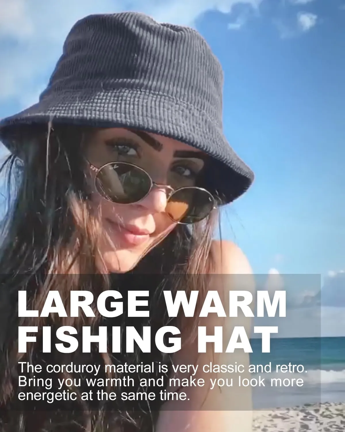 Zylioo Multi Size Corduroy Bucket Hat,S-2XL Adjustable Fishing Sun Hats,Small/Normal/Oversize Golf Hat for Cool Weather